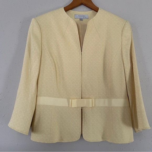 Tahari Arthur S. Levine Pastel Pale Yellow Blazer Formal Size 14 Easter Spring - Picture 1 of 6